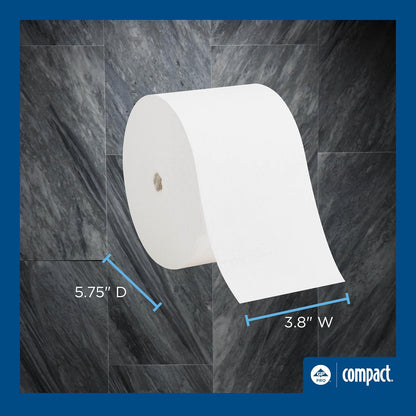 Georgia-Pacific Compact 193-74 4.05" Length, 3.85" Width, 5.75" Roll Diameter Coreless High Capacity 1-Ply Bathroom Tissue (Roll of 18)