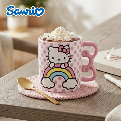 Silver Buffalo Taza de cerámica con asa en forma de rayo, Mango con forma de Hello Kitty., Rosado, 591,47ml, 1