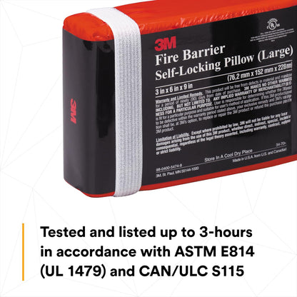 3M Fire Barrier Almohadas FB369, tamaño grande, autónomas, intumescentes, reintroducibles, reutilizables, 3 x 6 x 9 pulgadas
