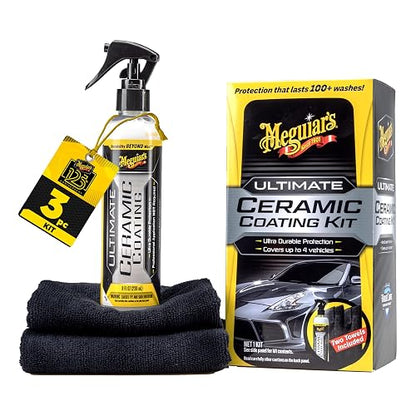 Meguiar's Ultimate Kit de Revestimiento de Cerámica para Automóviles, Protección Duradera, Mayor Brillo