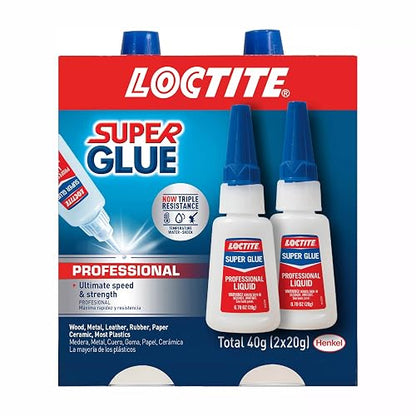Loctite Super Glue - Líquido profesional, transparente, botella de 20,7 ml, paquete de 2 superpegamento para plástico, madera, metal, manualidades y reparación, pegamento instantáneo de cianoacrilato