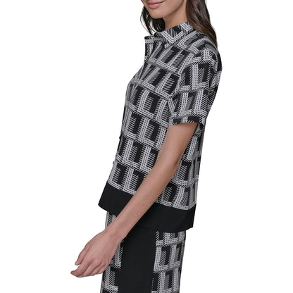 Karl Lagerfeld - Camisa de Campamento Esencial con Cuello múltiple para Mujer