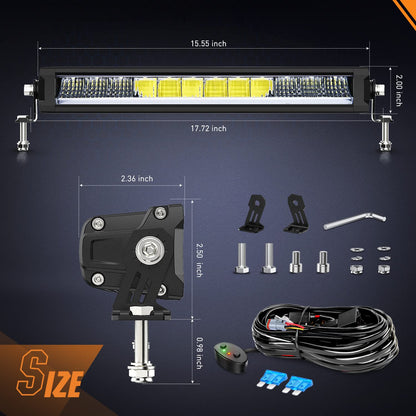Nilight - Barra de luz LED de 15.5 pulgadas DRL 60 W 6650 LM antirreflejos Offroad Delgado IP68 de una sola fila de luces de conducción con kit de cableado DT de 16 AWG para camioneta, SUV, ATV, UTV, barco, 4 x 4 Jeep, 5 años de garantía