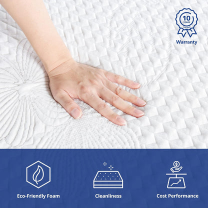 Olee Sleep Colchón de Espuma viscoelástica con infusión de Gel ventilado de 6 Pulgadas, Certificado CertiPUR-US®, Gris, Completo