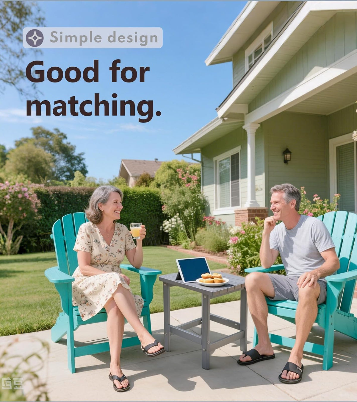 PASAMIC Adirondack - Mesa Auxiliar Cuadrada para Exteriores, Mesa Auxiliar de Polietileno de Alta Densidad, Resistente a la Intemperie para Patio, Patio, Piscina, compañero de Interior, Playa, fácil