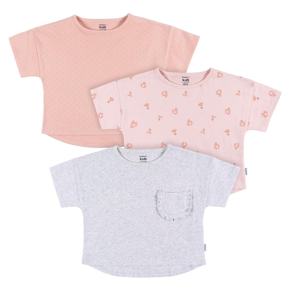 Gerber - Paquete de 3 Camisetas de Manga Corta para bebés