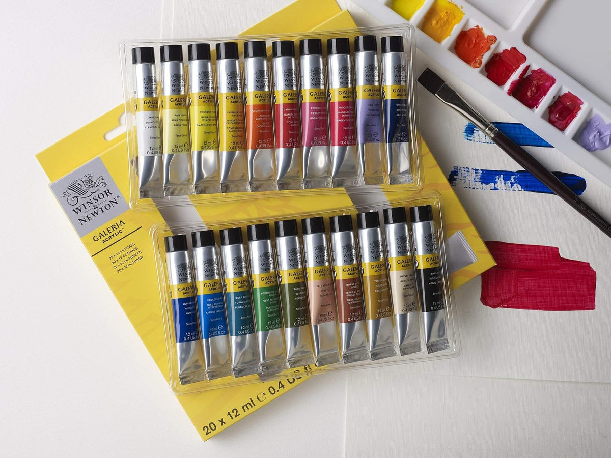 Winsor & Newton Galeria - Juego de tubos acrílicos (20 unidades, 20 farben en tubo de 12 ml), multicolor