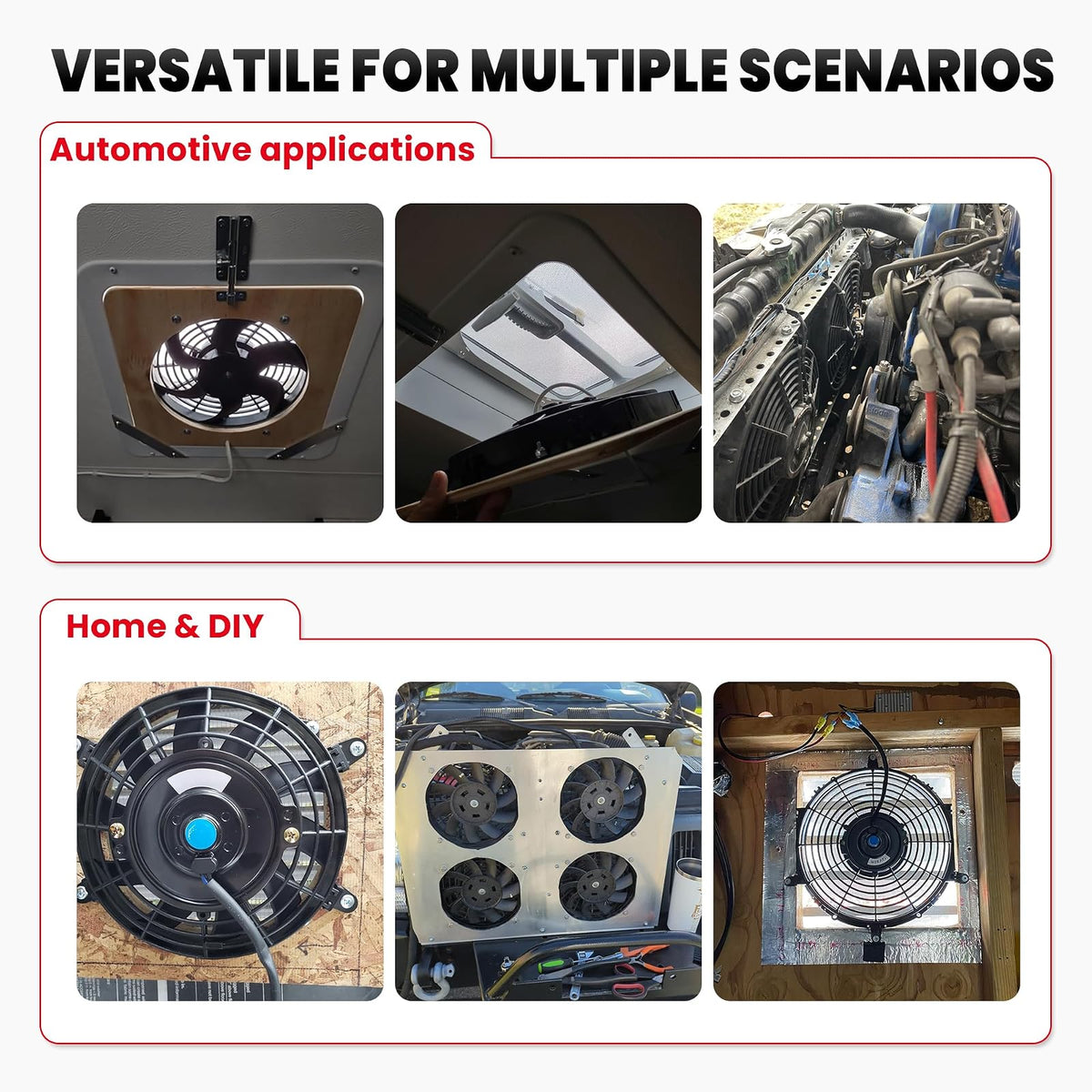 MOSTPLUS - Radiador eléctrico universal para ventilador delgado, 12 V + kit de montaje (7 pulgadas)