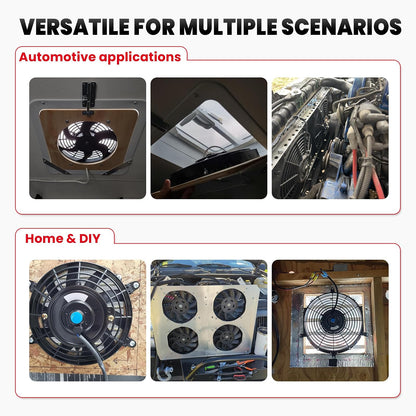 MOSTPLUS - Radiador eléctrico universal para ventilador delgado, 12 V + kit de montaje (7 pulgadas)