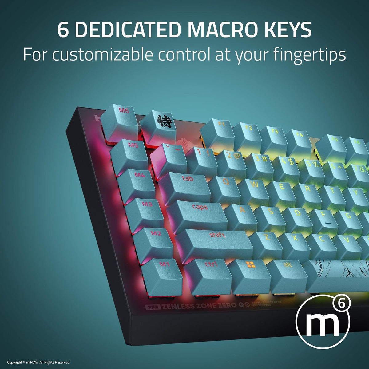 Razer V4 X Mechanical Gaming Keyboard: Green Switches Tactile & Clicky - 6 Macro Keys - Chroma RGB - Doubleshot ABS Keycaps - Sound Dampening & Stabilizers - Zenless Zone Zero Edition