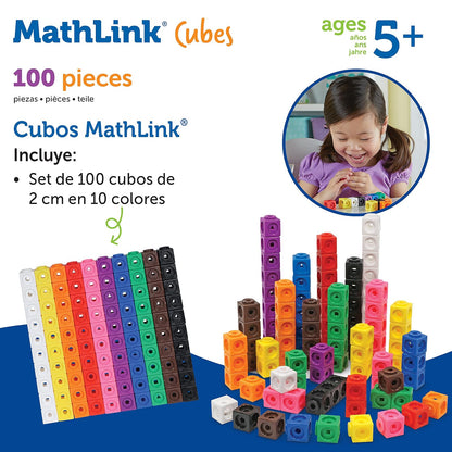 Learning Resources MathLink Cubes, Set de 100 | Cubos Interconectables para Niños, Cubos para Contar, Material Didáctico de Matemáticas, Material para Maestros
