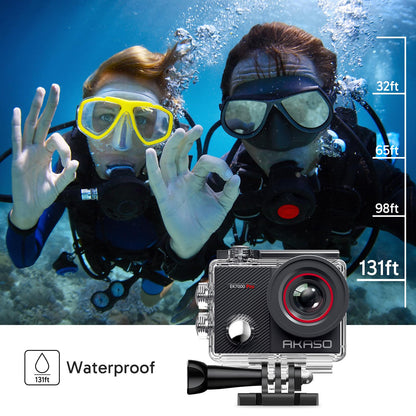 AKASO EK7000 Pro Cámara Deportiva 4K WiFi 20MP Cámara de Acción | Camara Acuatica Sumergible con Pantalla táctil, EIS, 2 baterías, para Senderismo/esquí/buceo/surfea/Deporte/a diario