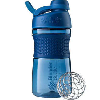 BlenderBottle SportMixer Botella Mezcladora con Tapa Giratoria y Batidor BlenderBall - Marino - 20 oz