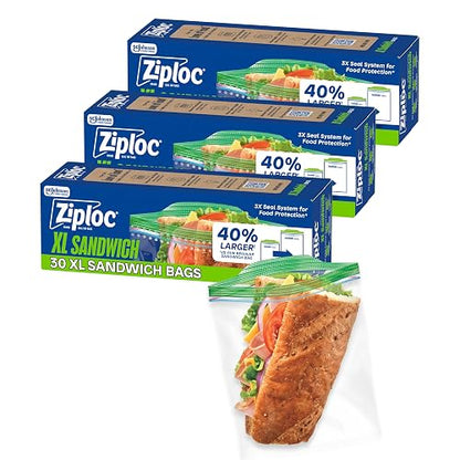 Ziploc Sandwich Bags, XL, 3 Pack, 30 ct