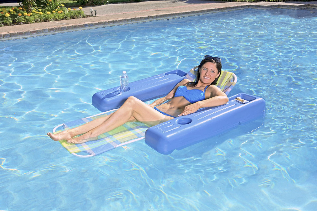Poolmaster Caribbean - Silla Flotante Retro para Piscina, para Adultos, a Cuadros