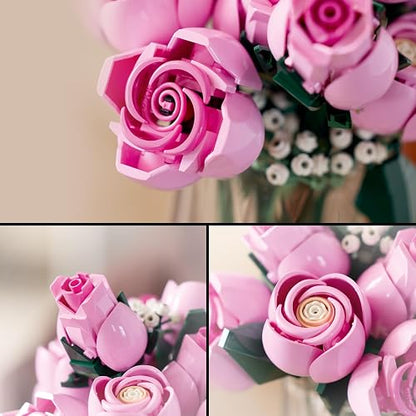 LEGO Ramo de Rosas Rosadas - Model Kit de Construcción para Adultos, Años 18+ - Flores Artificiales Decoración para Hogar - 10374