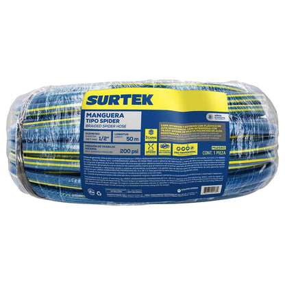 Surtek M12S50 Manguera para jardín tejido spider con conector metálico 1/2", 50 m