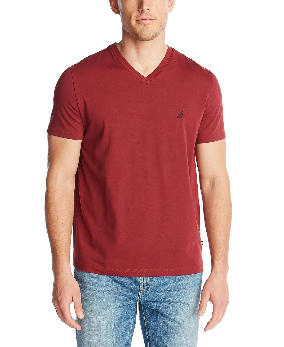 Nautica Playera de Manga Corta con Cuello en V para Hombre - Barolo - M