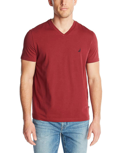 Nautica Playera de Manga Corta con Cuello en V para Hombre - Barolo - M