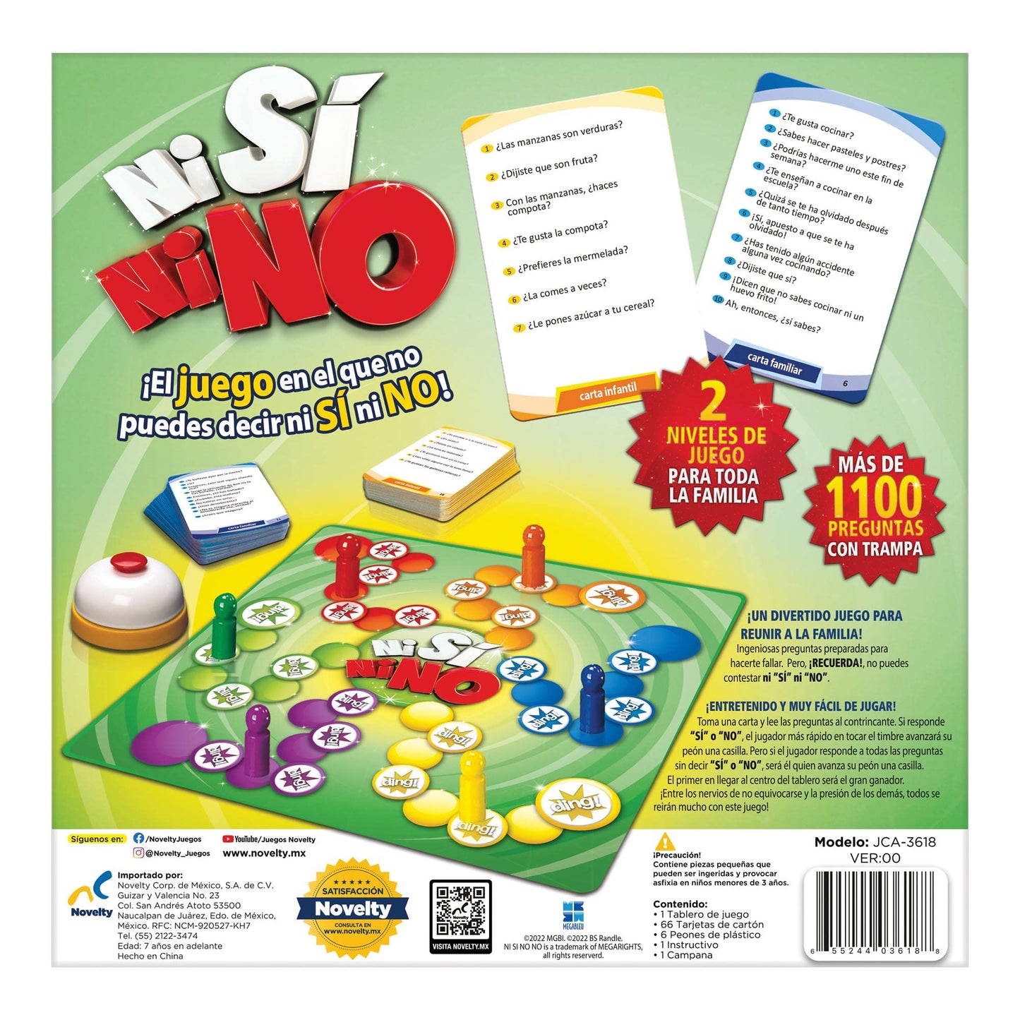 Novelty Corp Ni Si Ni No, Juego de Mesa, Juegos Clásicos y Tradicionales para 2-4 Jugadores, Edad Recomendada: 8 Años en Adelante
