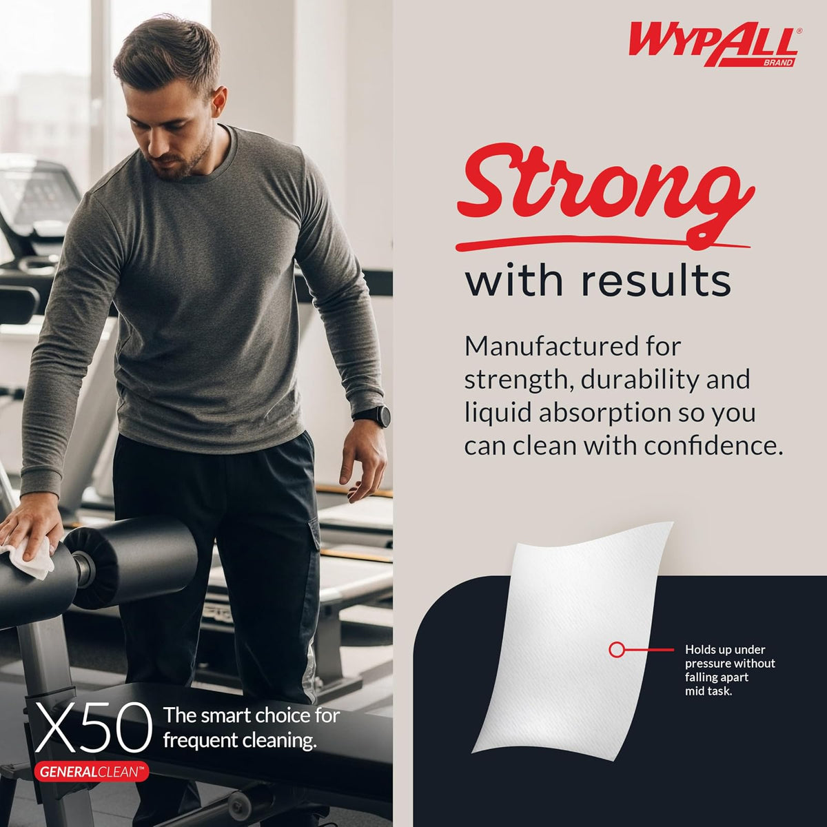 Wypall 35015 X50 Cloths, Jumbo Roll, 9 4/5 x 13 2/5, White