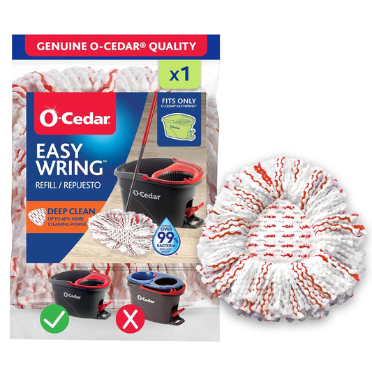 O-Cedar EasyWring - Recambio de limpieza profunda (1 unidad), 40% más de potencia de limpieza, repuesto para trapeador de microfibra compatible con el sistema de trapeador y cubeta O-Cedar EasyWring