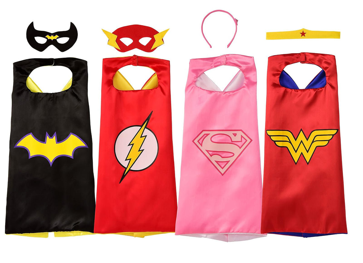 Rubie's Set de Capas y Máscaras Superhéroes DC Comics 4 Piezas - Niñas