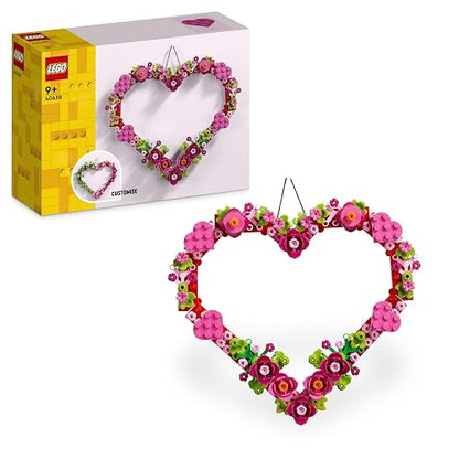 Lego Corazón Decorativo Set de construcción y decoración Infantil, Idea de Regalo para el Día de San Valentín, Accesorio Mural para niñas y niños 40638