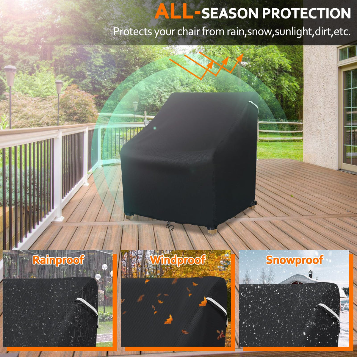 STARTWO Funda para Silla de Patio | Tamaño 32"W x 37"D x 36"H, 1 paquete, impermeable, fibra Oxford 600D