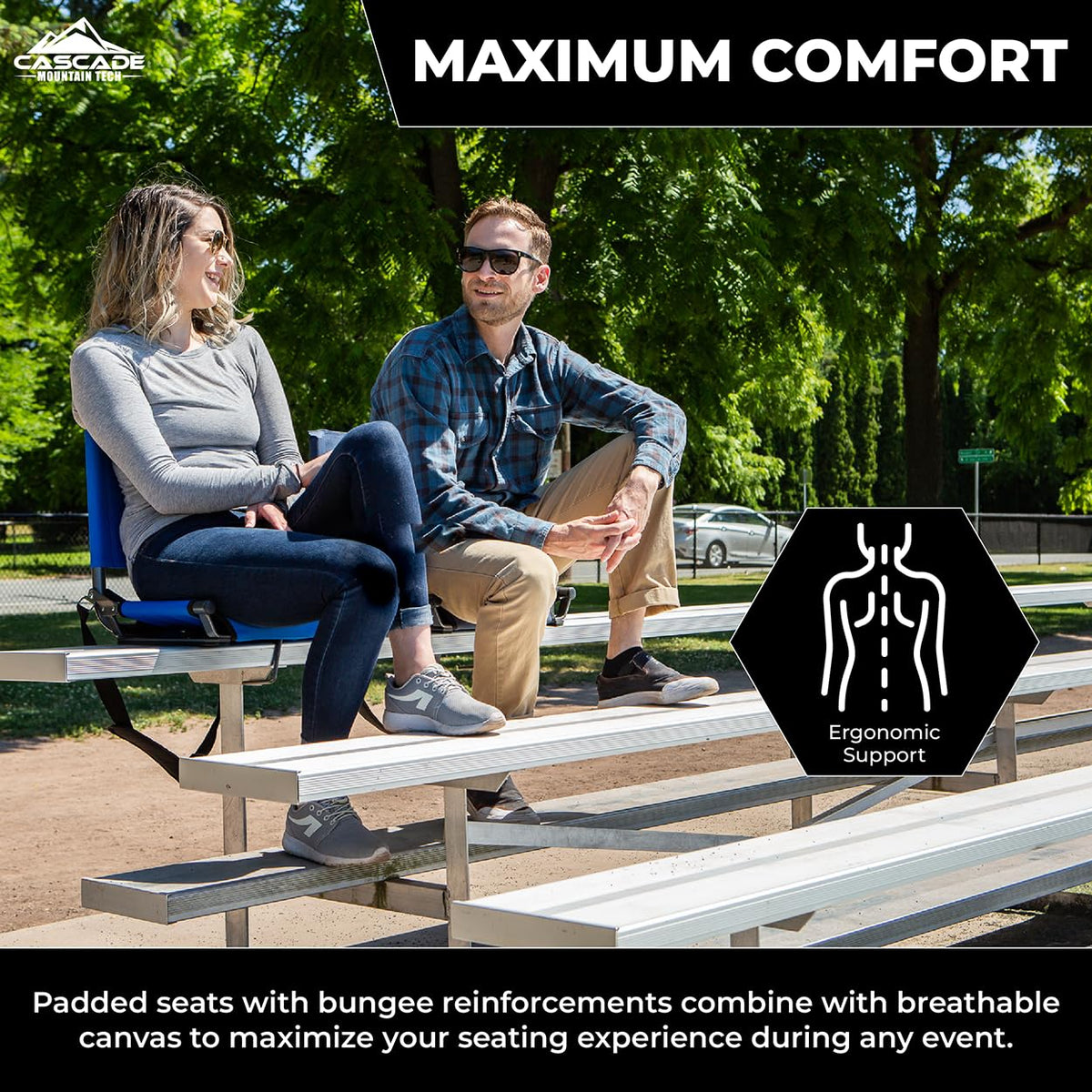 Cascade Mountain Tech Asiento de Estadio Plegable para Bancos y blanqueadores con Correa para el Hombro