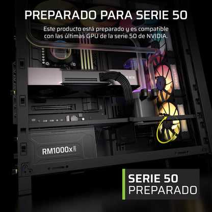 Corsair RM1000x Shift (2025) Fuente de Alimentación ATX Totalmente Modular – Interfaz Lateral Modular, 12V-2x6, ATX 3.1 y PCIe 5.1, Condensadores de 105°C, Cybenetics Gold – Negro