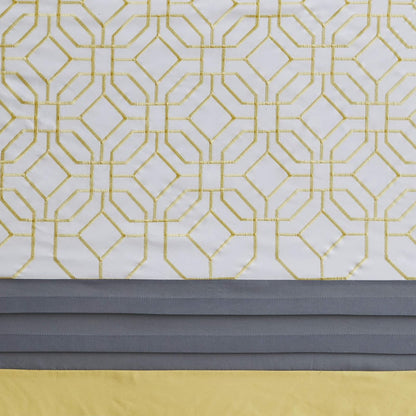 Donnell bordadas y cortina de ducha con forro, Amarillo/Gris, 72x72"