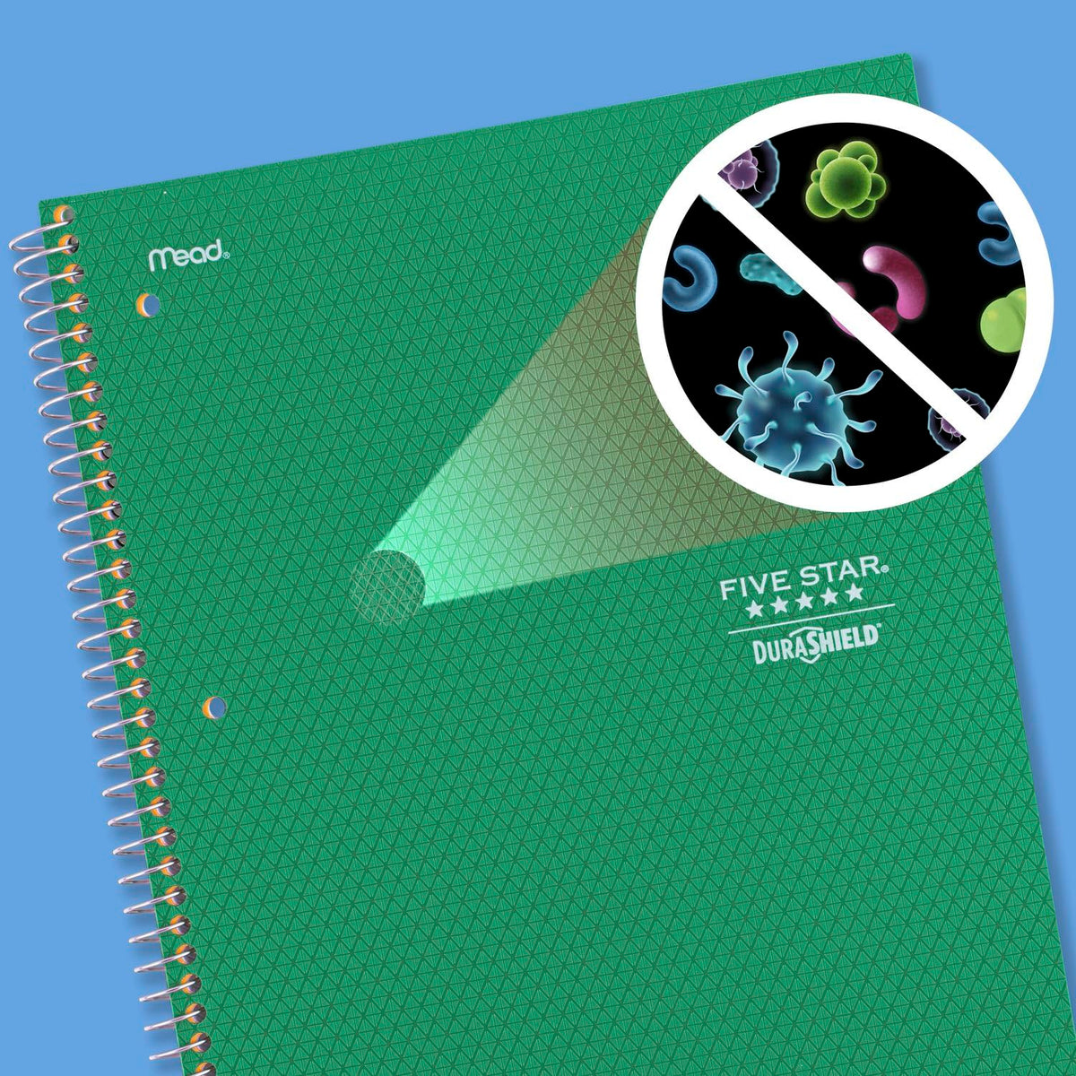 Five Star DuraShield - Cuadernos de 4 unidades, 1 tema, papel de rayas anchas, 10-1/2 x 8 pulgadas, 100 hojas, negro, rojo, verde eléctrico, azul cobalto (930021)