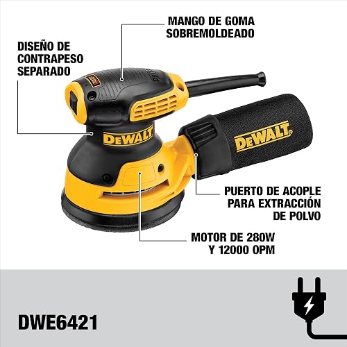 DEWALT Lijadora Orbital 5" (127mm), 280W, DWE6421