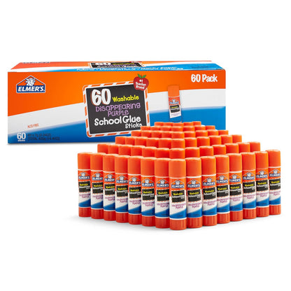 Elmer's Pegamento Escolar en Barra, Morado Desaparece, 0.24 oz - 0.24 onzas - 60-pack