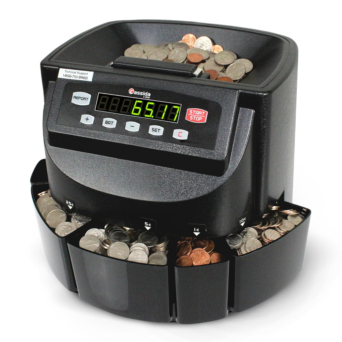 Cassida C200 Clasificador de monedas, contador y rodillo