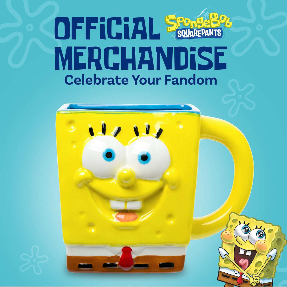 Silver Buffalo Nickelodeon Bob Esponja SquarePants 3D Taza de cerámica esculpida, 20 onzas, color amarillo