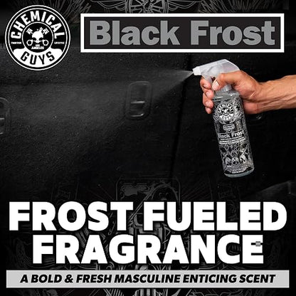 Chemical Guys Black Frost Ambientador y Eliminador de Olores, (ideal para automóviles, camiones, todoterrenos, caravanas, casa, oficina, dormitorio y más) 473 ml