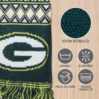 NFL JTNFL-3041-GB Bufanda para Invierno Packers Unisex Adulto, Color Verde, Unitalla