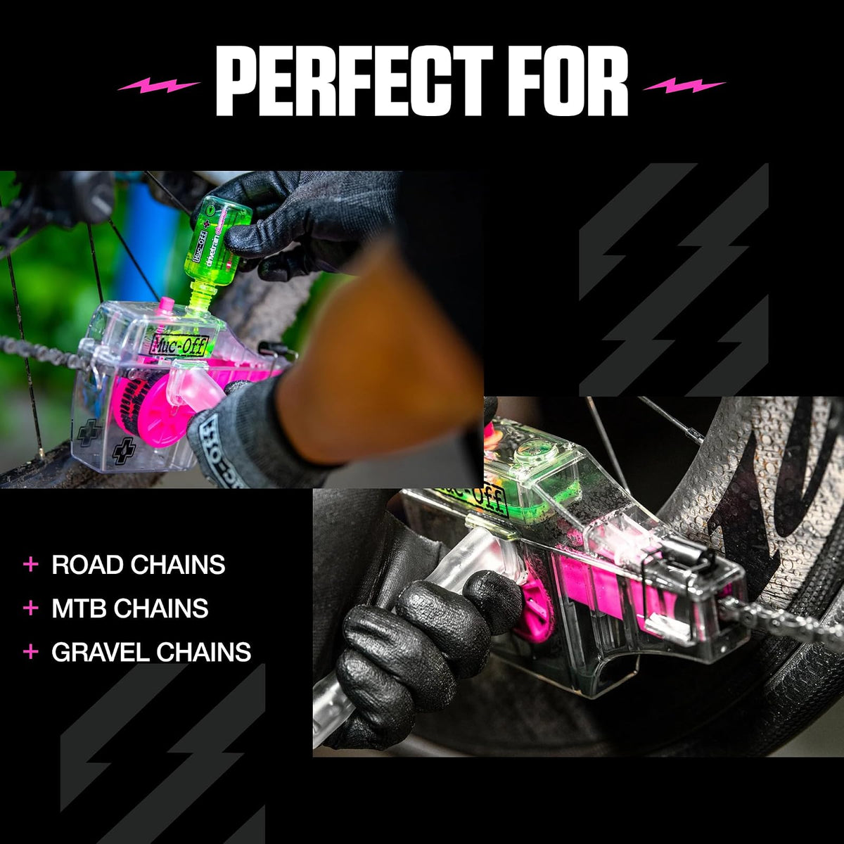 Muc-Off X-3 Máquina de Limpieza de Cadena de Bicicleta con Botella de Limpiador de 75 ml, Amarillo, 277US