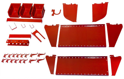 Wall Control KT-400-WRK R Slotted Tool Board Workstation Accessory Kit for Pegboard and Slotted Tool Board, Red