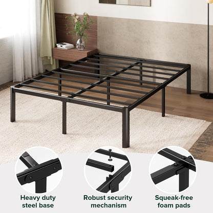 ZINUS - Cama de Plataforma de Metal de 16 Pulgadas, Soporte de Listones de Acero, no Necesita somier, Embalaje ecológico WonderBox, fácil Montaje, Negro, Queen