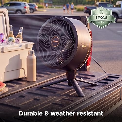 SHARK, Ventilador FlexBreeze, Portátil, Inalámbrico y con Cable, Batería de Hasta 24 h, Transformable, Silencioso, Interior y Exterior, Control Remoto, Accesorio de Nebulización, Color Gris, FA222