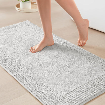 Madison Park Splendor Alfombra de baño reversible 100% algodón, 3000 g/m², lujosa alfombra de baño de felpa de pelo medio, absorbente, de secado rápido, decoración de cuarto de ducha, 24 x 44 pulgadas - 3'8" x 2' (Rectangular) - Gris
