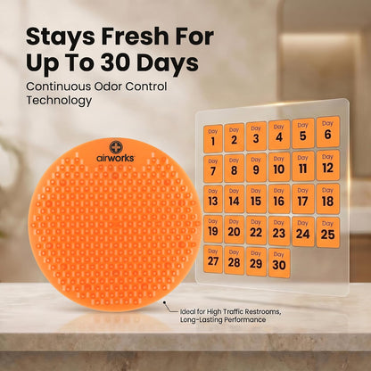 AirWorks AWSFUS007-BX Splash Free Urinal Screen, Mango, 0.22 lb., 8" Height, 6" Width, Orange (Pack of 10)