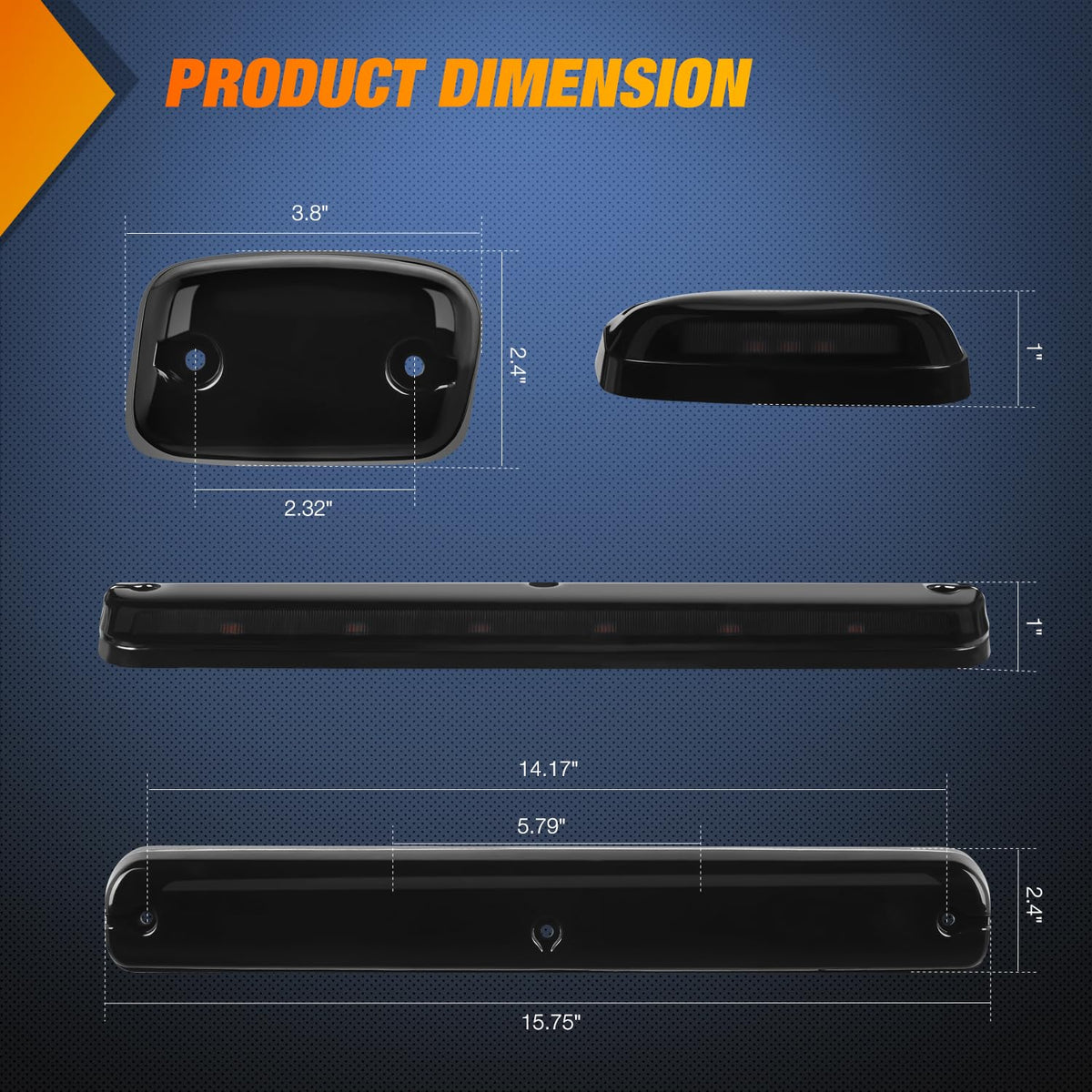 Nilight LED Cab Marker Lights 3 PCS Smoke Lens Amber Clearance Roof Running Light Compatible with 2007-2014 Silverado Sierra 1500 2500 3500 2500HD 3500HD