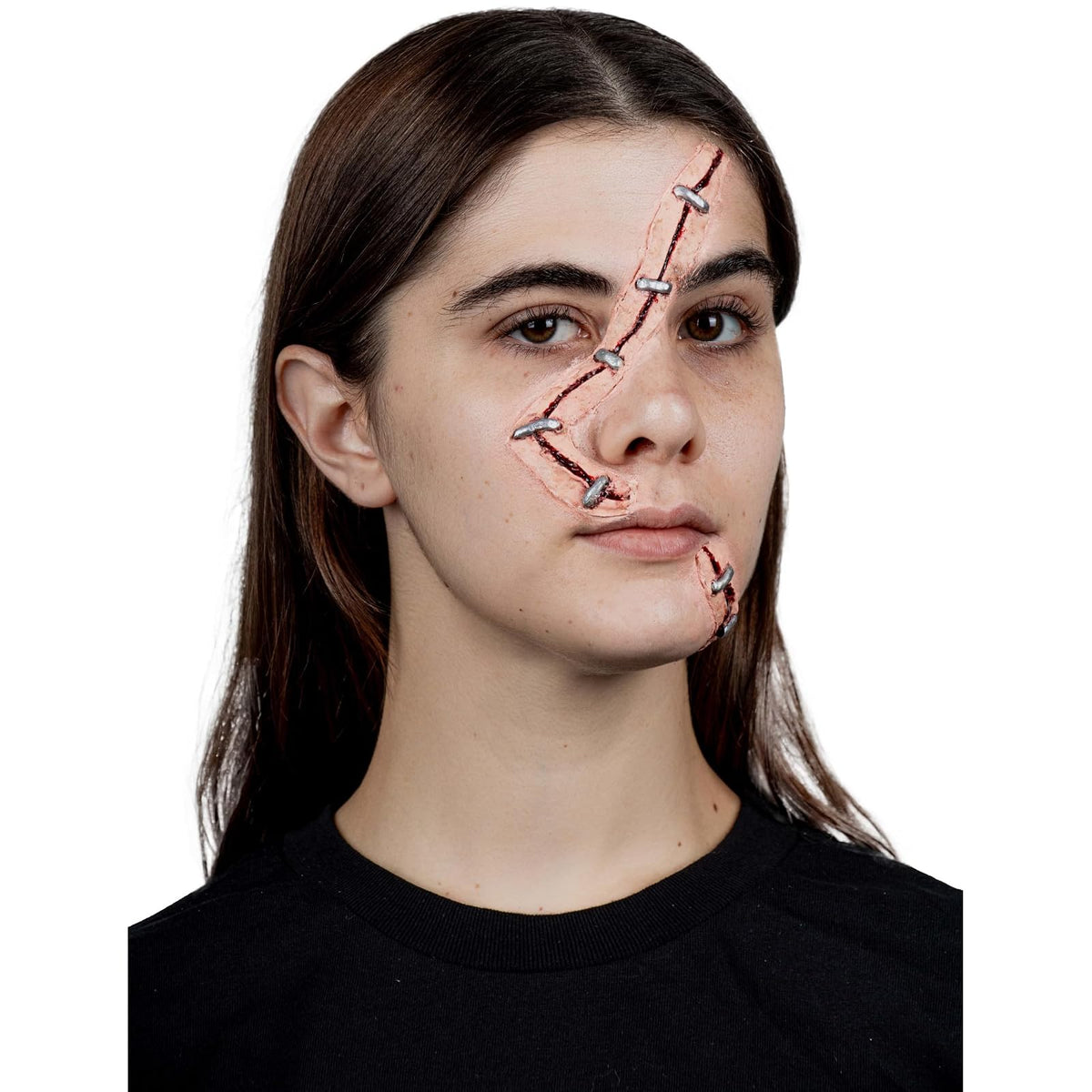 Ghoulish Productions Aplicaciones De Látex Stapled Woman, Efectos para Cosplay Cicatriz en la Cara FX para Disfraz, Protesis de Cicatriz ideal para Disfraz Halloween y Fiestas Temáticas