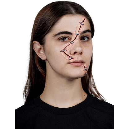 Ghoulish Productions Aplicaciones De Látex Stapled Woman, Efectos para Cosplay Cicatriz en la Cara FX para Disfraz, Protesis de Cicatriz ideal para Disfraz Halloween y Fiestas Temáticas