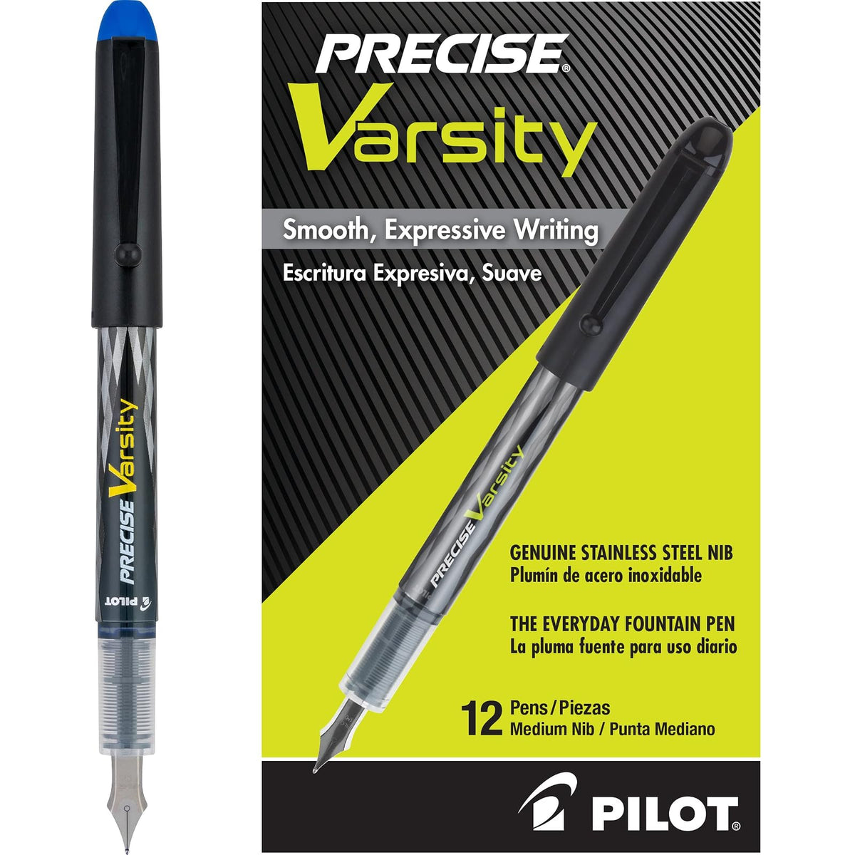 Pilot Varsity Pluma Fuente Desechable, Tinta Líquida - Caja con docena - Azul