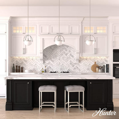 Hunter Fan, Colgante Wedgefield 1 Luz, Plateado | HECHO PARA INTERIORES: Para uso en espacios interiores como cocinas, dormitorios, salas de estar, comedores y entradas.